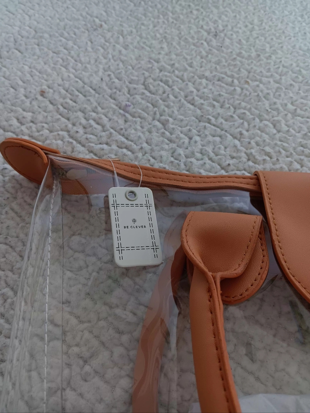 Clear Vinyl Beige Tote Bag - Picture 10 of 13